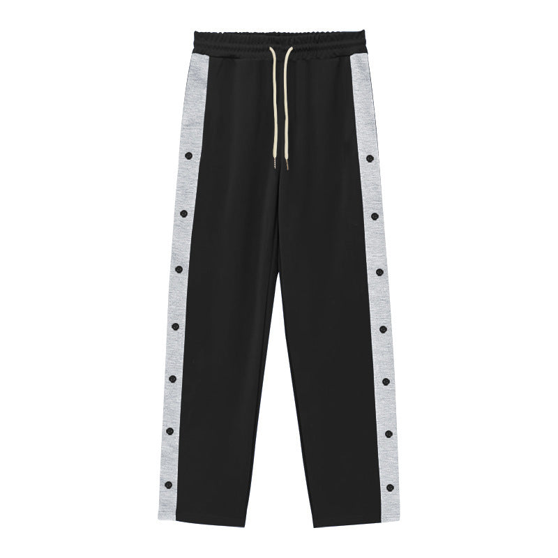 Chictango Button Contrast Trim Jogger Pants