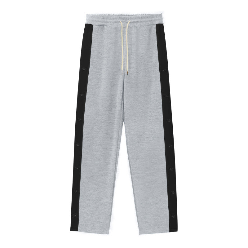 Chictango Button Contrast Trim Jogger Pants