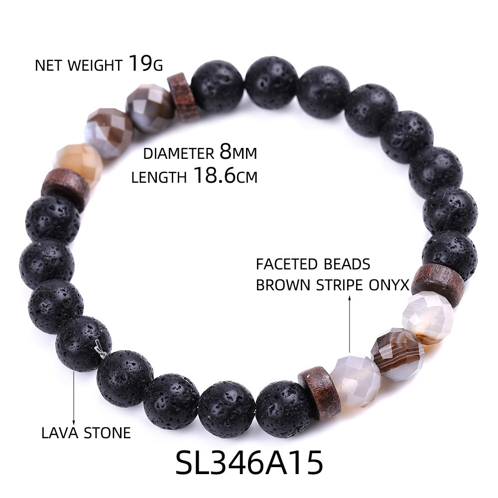 Chictango Faceted Beads Lava Stone Bracelets