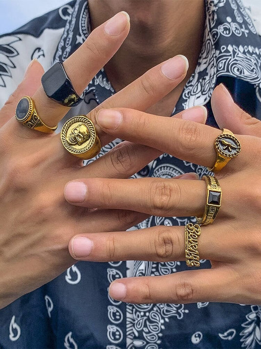 6Pcs Skull Stacking Rings Set