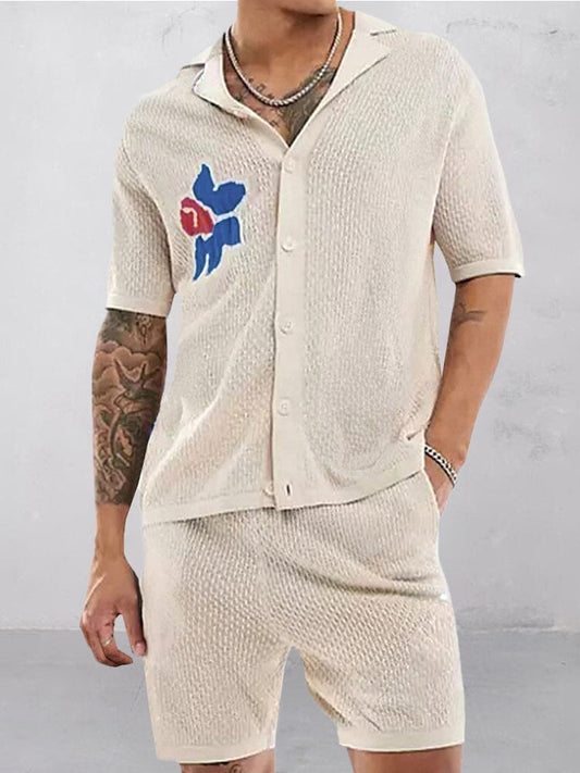 Vibrant Jacquard Knit Shirt Set