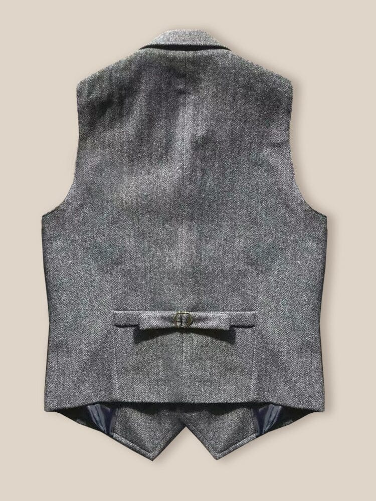 Vintage-Inspired Herringbone Tweed Vest