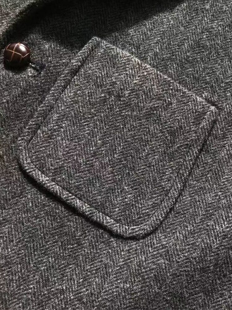 Vintage-Inspired Herringbone Tweed Vest