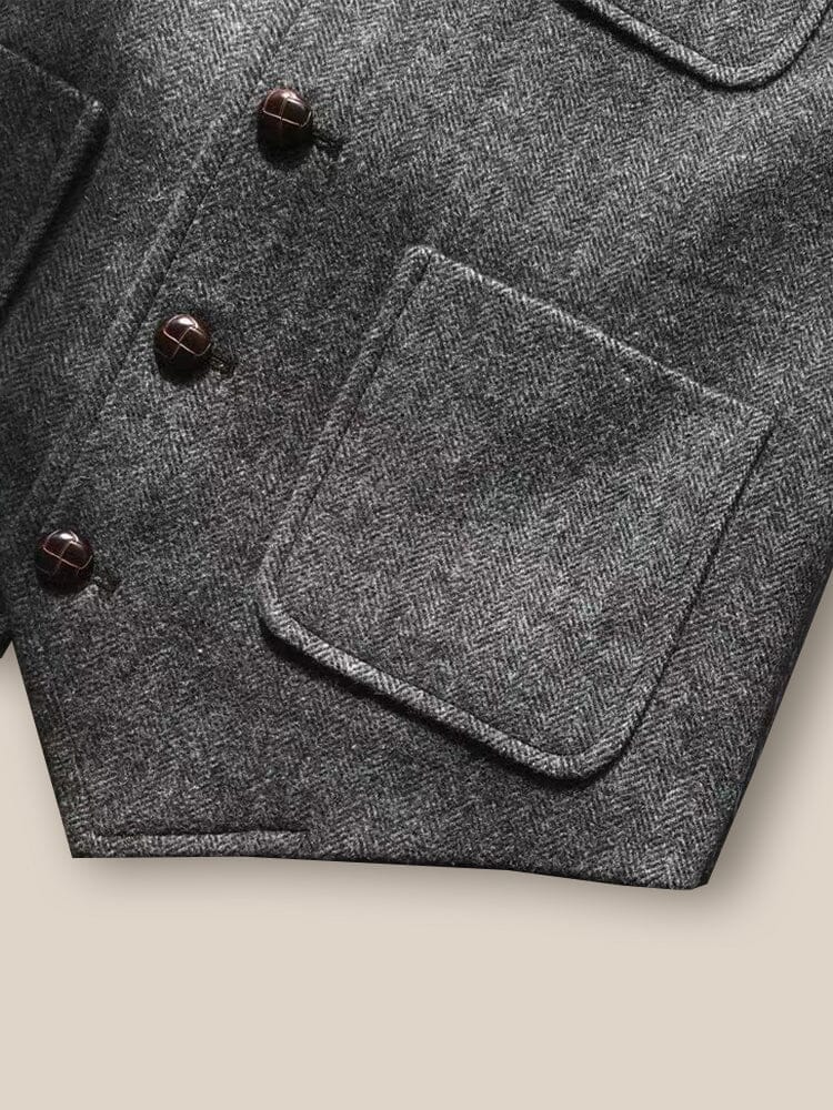 Vintage-Inspired Herringbone Tweed Vest