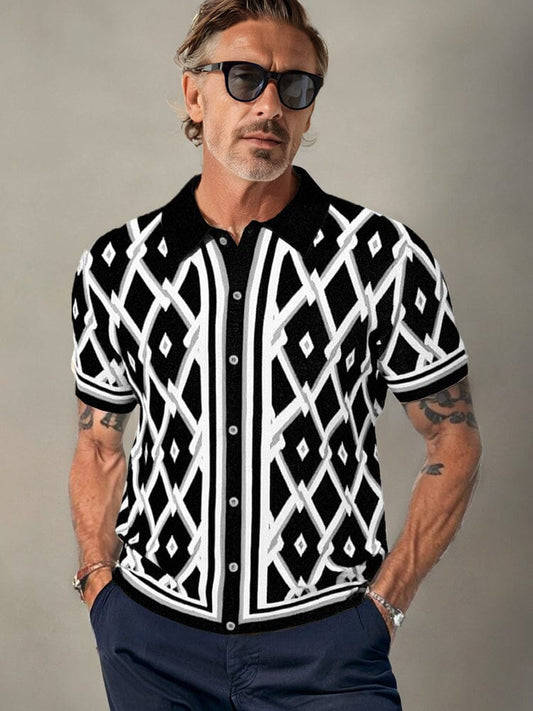 Vintage-Inspired Geometric Knit Shirt