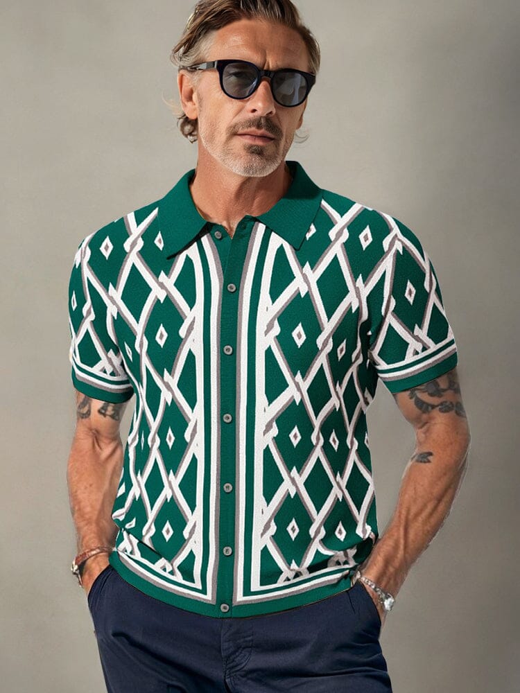 Vintage-Inspired Geometric Knit Shirt