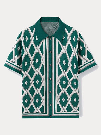 Vintage-Inspired Geometric Knit Shirt