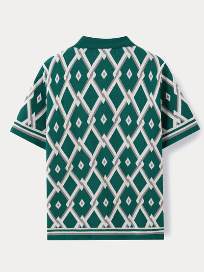 Vintage-Inspired Geometric Knit Shirt