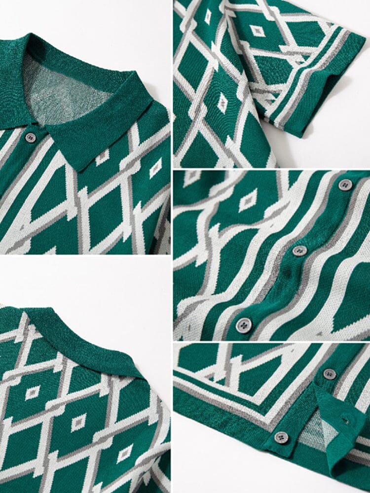 Vintage-Inspired Geometric Knit Shirt