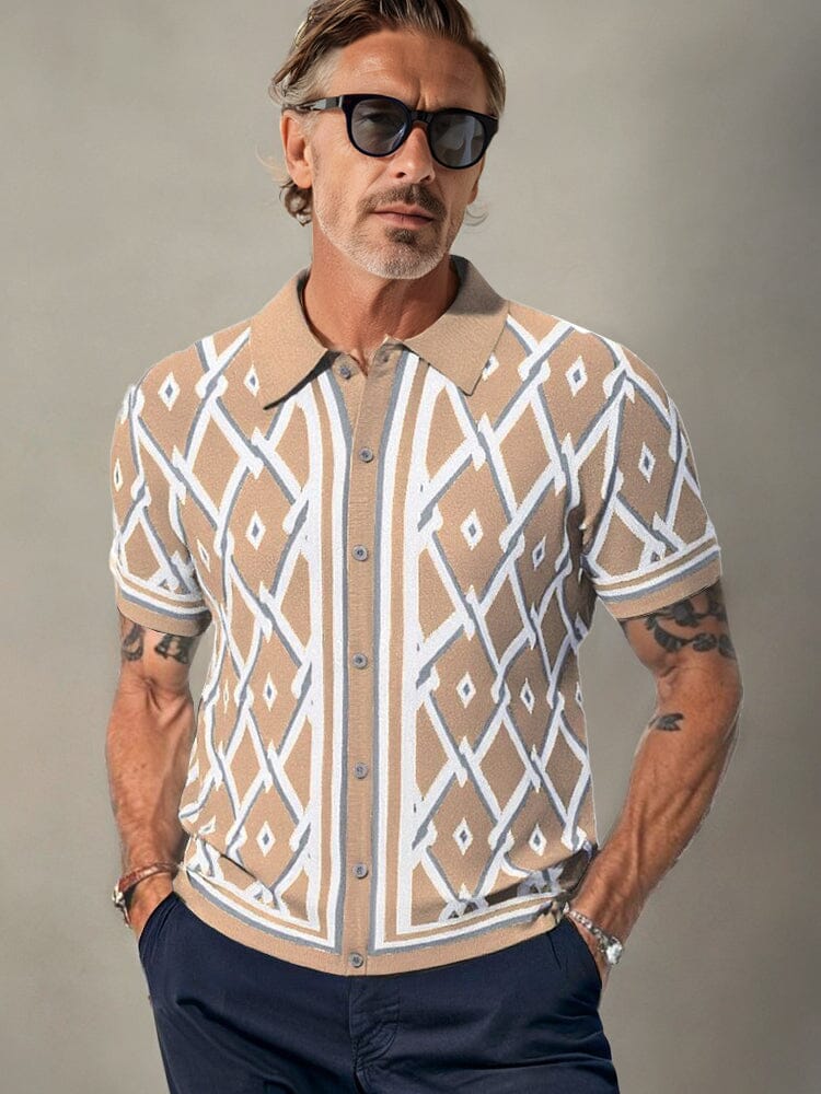 Vintage-Inspired Geometric Knit Shirt