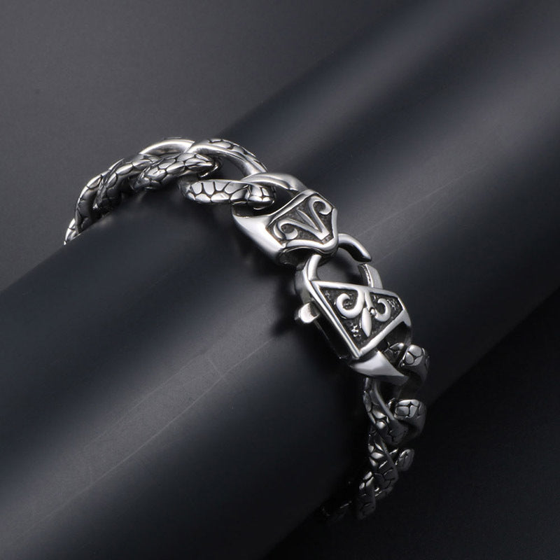 925 Silver Vintage Hip Hop Leopard Bracelet
