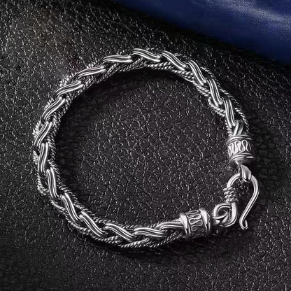 925 Silver Hand woven keel safety grain creative vintage bracelet