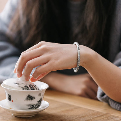 Bracelet Vintage Solid Couple Hand Chain Ancient Simple Style Handmade Solid Opening Live Bangle