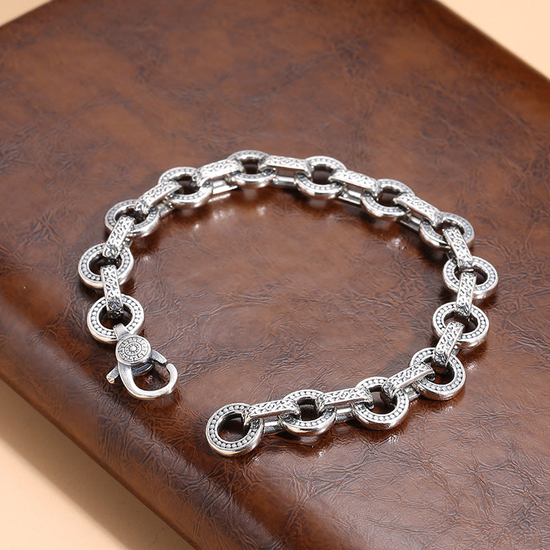 S925 Men's Round Lock Bracelet