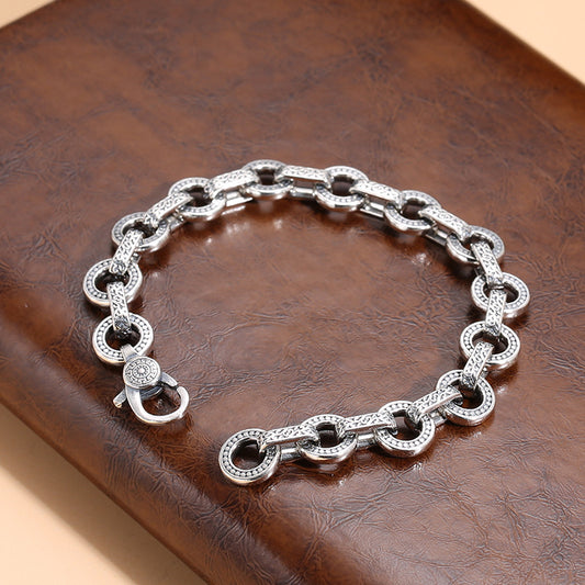 S925 Men's Round Lock Bracelet