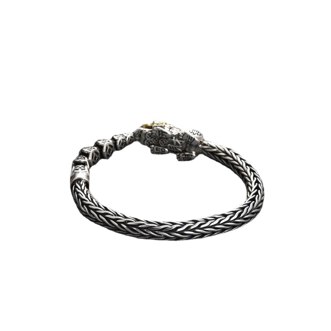 925 Silver Bracelet for Man Personality Woven