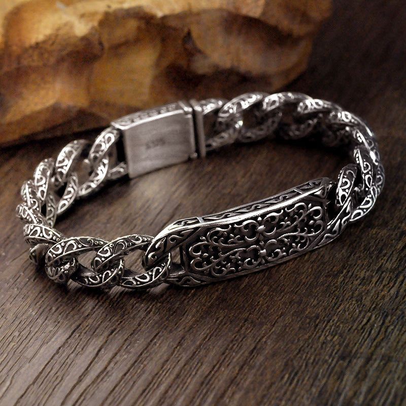 925 Silver retro auspicious rattan bolt bracelet