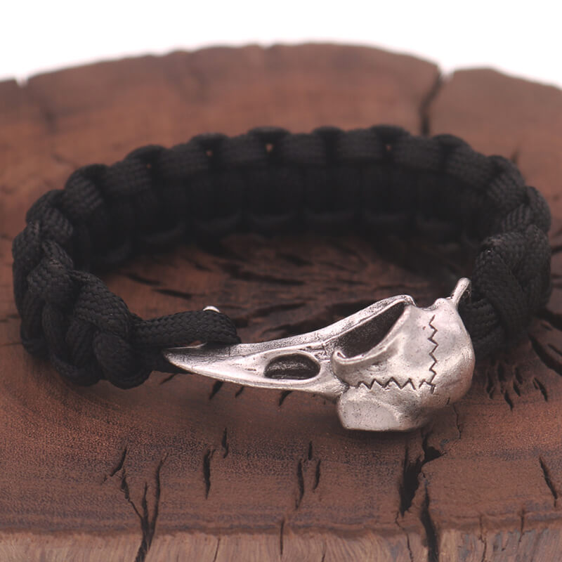 Hand-woven Viking Raven Head Men's Bracelet