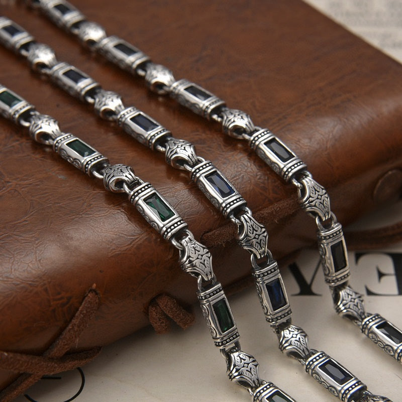 Exquisite inlaid gemstone patterned bracelet