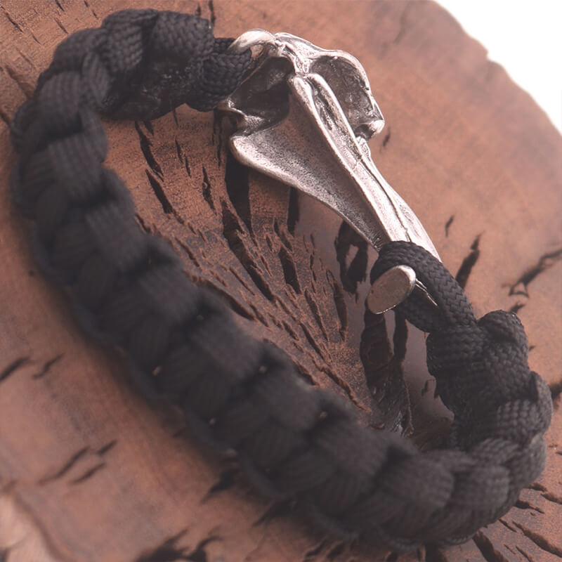 Hand-woven Viking Raven Head Men's Bracelet