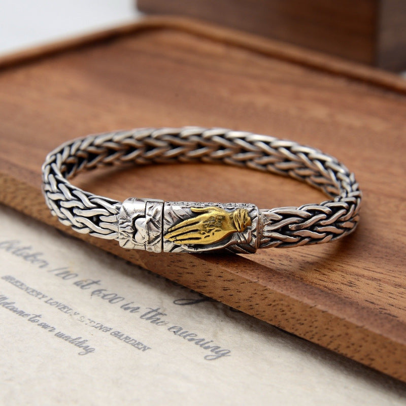 Two Tone Woven Prayer Hand Bracelet