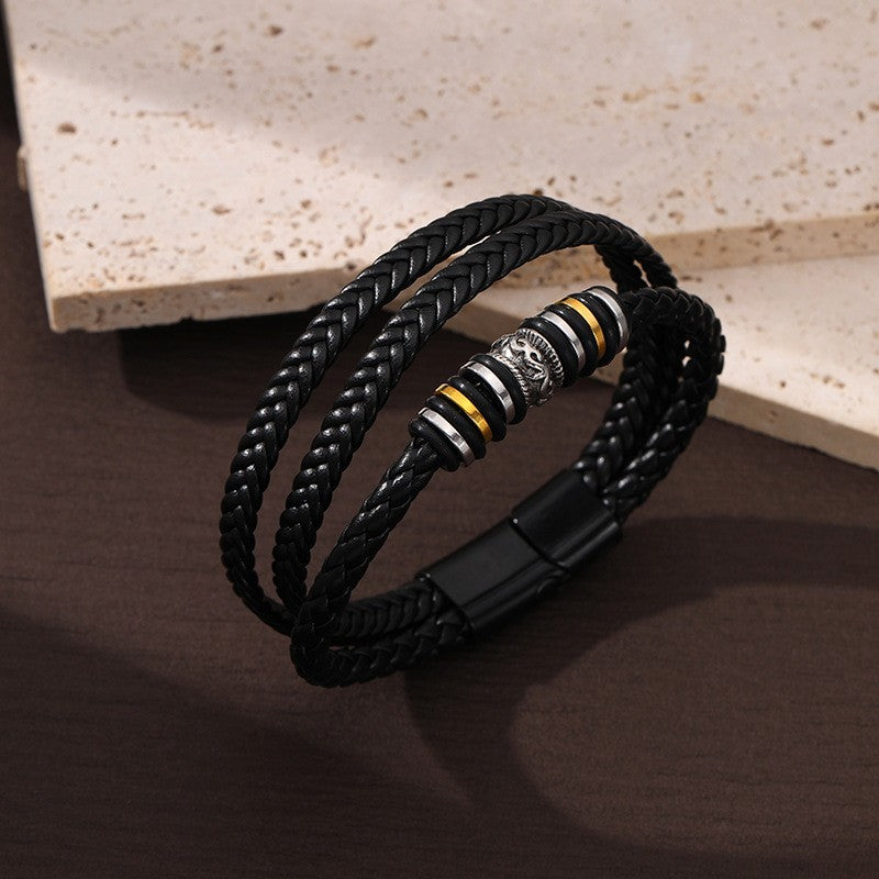 Three-layer Woven Ethnic Style Leather Bracelet