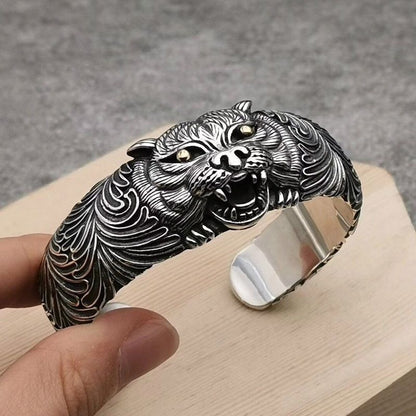925 Silver Tiger Head Bracelet