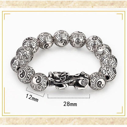 Tibetan FengShui PiXiu Wealth Silver Bracelet