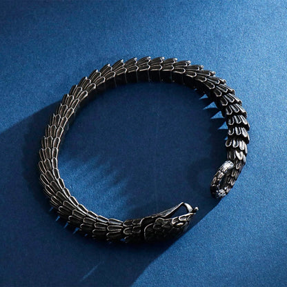 Retro Black Snake Scale Bangle Bracelet