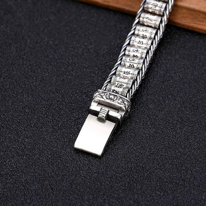 925 Silver Buddha Mantra Scripture Bracelet