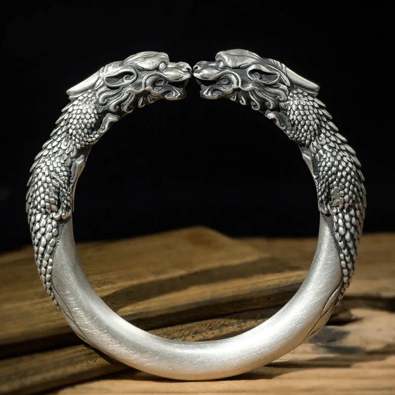 925 Silver Wide Faced Pixiu Bracelet