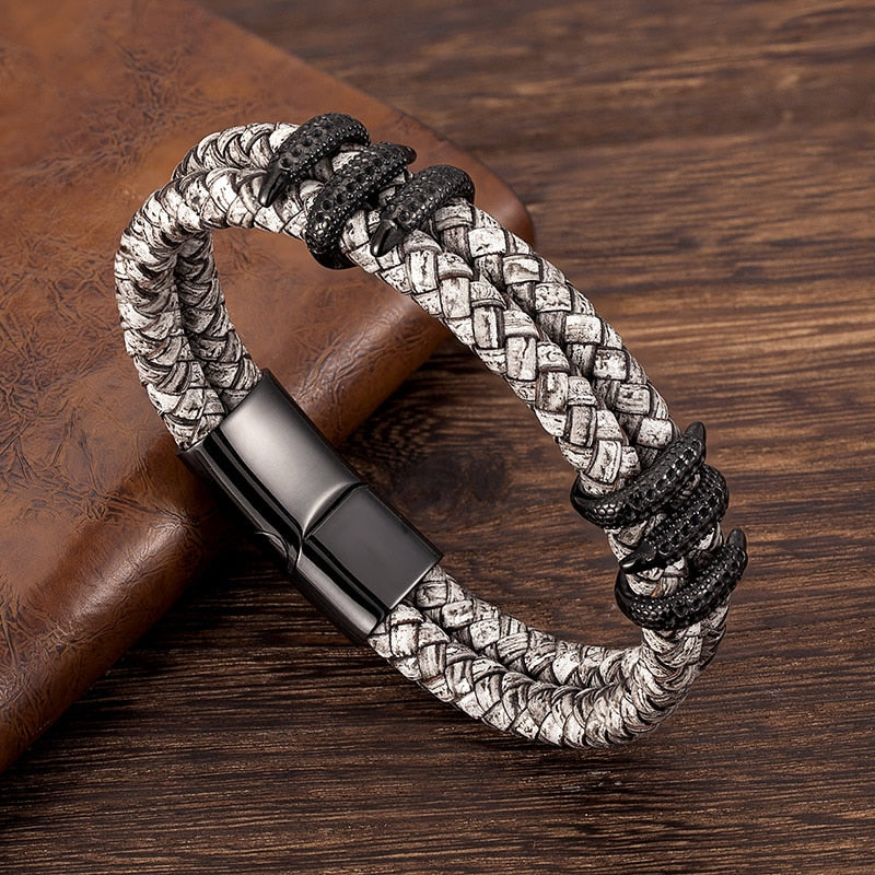 S925 Vintage Serpent‘s Embrace Leather Bracelet