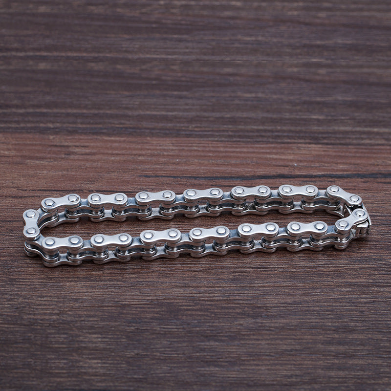 925 Silver Men's personality hip-hop simple motorcycle chain bracelet
