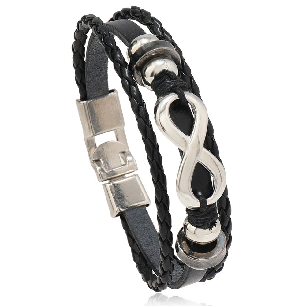 Retro Infinite Symbol Accessories Leather  Bracelet