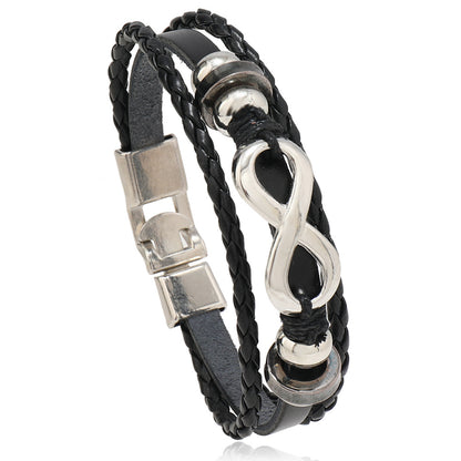 Retro Infinite Symbol Accessories Leather  Bracelet