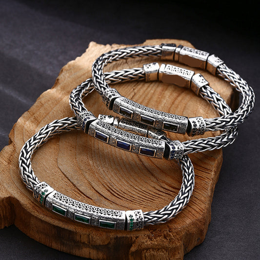 Inlaid zircon hemp rope bracelet