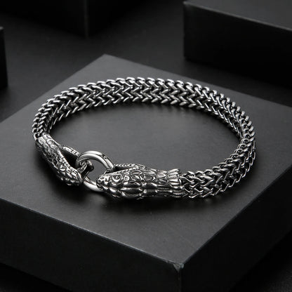 Double Snake Head Steel Bracelet