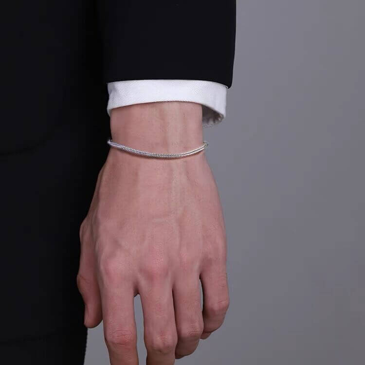 Sterling Silver Octagonal Snake Bone  Bracelet