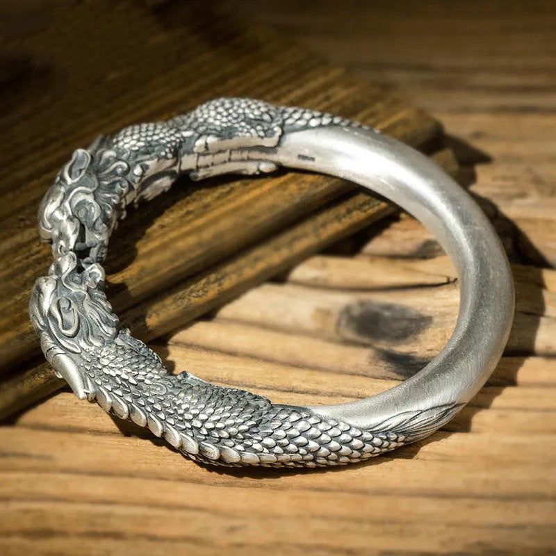 925 Silver Wide Faced Pixiu Bracelet