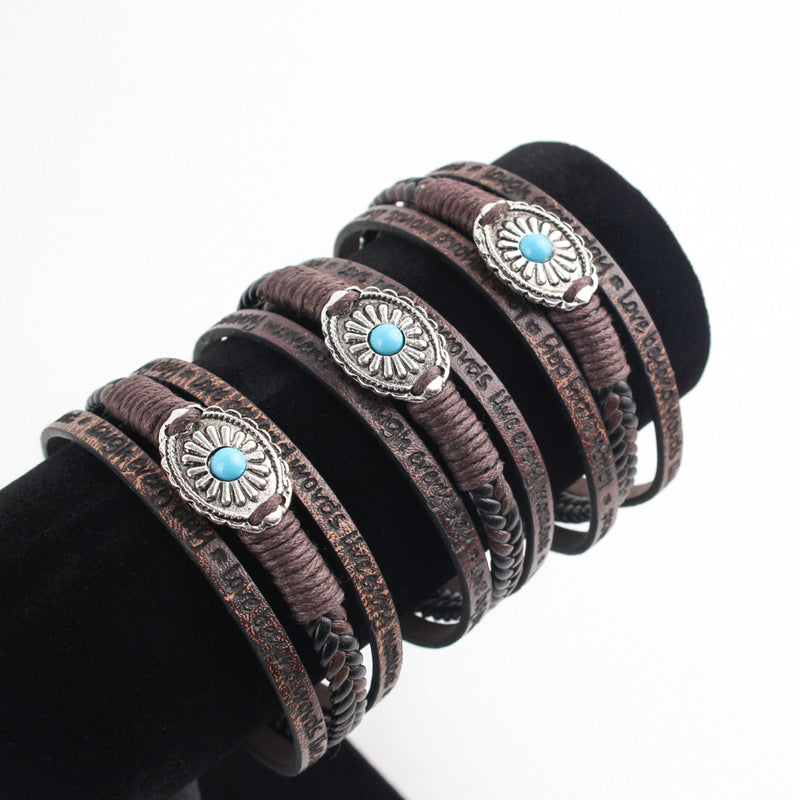 Flower multi-layer woven bracelet