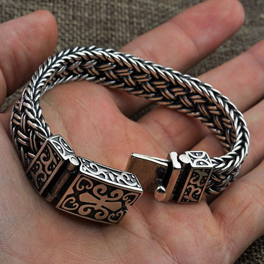 925 Silver Bracelet for Man Personality Woven