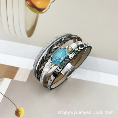 Multi layered hexagonal magnetic buckle bracelet