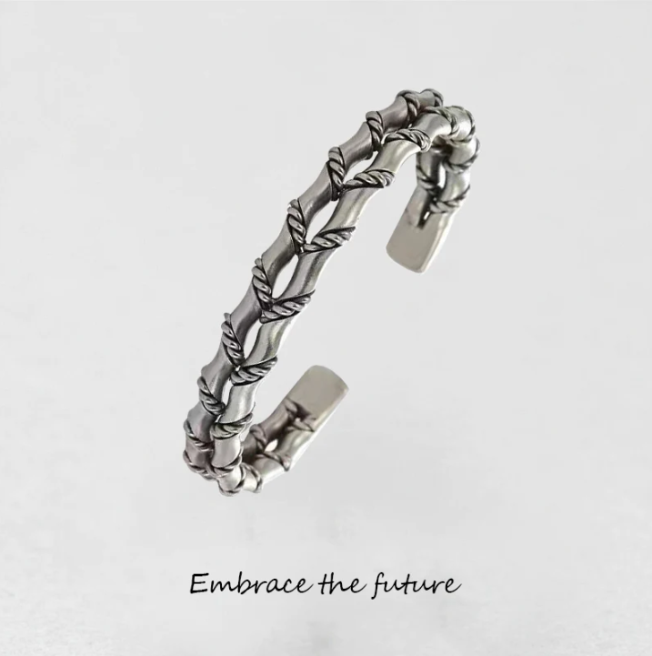 925 Silver hand-woven personalized retro opening adjustable bracelet