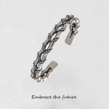 925 Silver hand-woven personalized retro opening adjustable bracelet