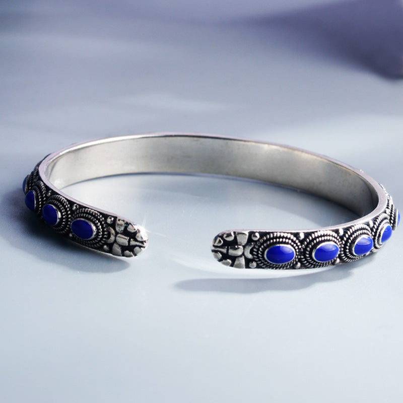 Ethnic Style Sapphire Open Bracelet