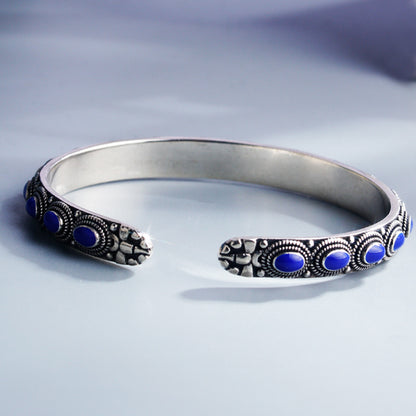 Ethnic Style Sapphire Open Bracelet