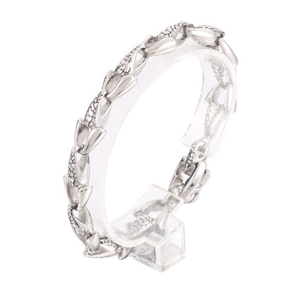 925 Silver Fishtail Boat Punk Style Vintage Snake Head Bracelet