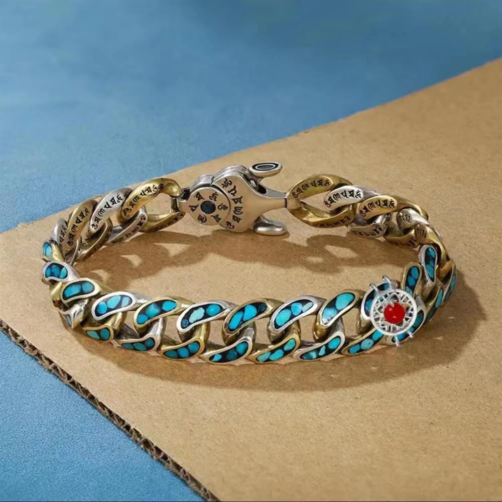 925 Silver Religious Vintage Gemstone Bracelet