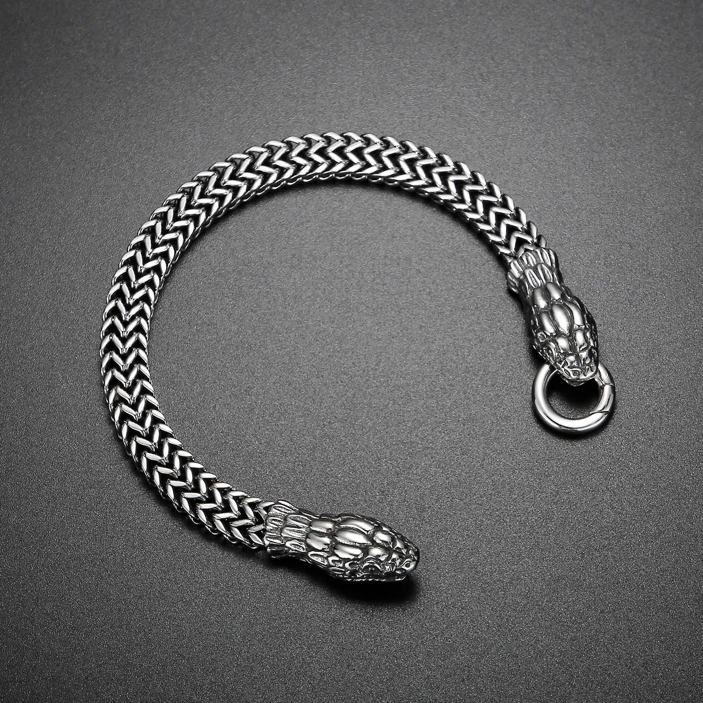 Double Snake Head Steel Bracelet
