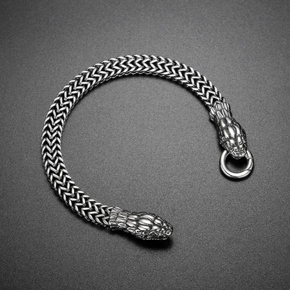 Double Snake Head Steel Bracelet